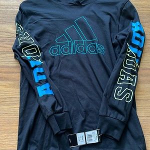 Boy size M 10/12 long sleeve hooded adidas shirt NWT
